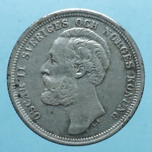 SVEZIA OSCAR II KRONA 1884 MONETA ARGENTO CURRENCY SWEDEN EUROPE STATES COINS - Imagen 1 de 2