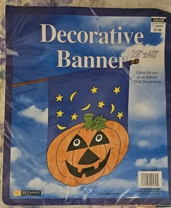 JETMAX VTG Halloween Witch Ghost Cat 28”x40 Heavy Duty Decorative Banner 1999 - Picture 1 of 7