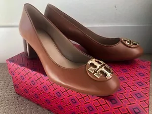 New Tory Burch Janey 50mm Royal Tan Leather Pump - Picture 1 of 10