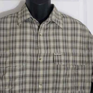 Columbia Herren Hemd mit Knopfleiste beige blau kariert Langarm Pattentaschen L - Bild 1 von 8