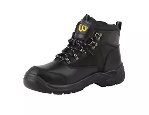 MENS WORKFORCE WF-41-P BLACK LEATHER SAFETY BOOT - Picture 1 of 7