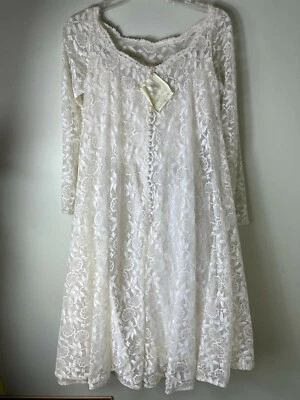 Vintage 1950s lace wedding dress ivory tea length bridal gown Small - Image 1 of 4