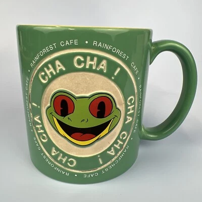 RAINFOREST CAFÉ ¡Cha! Cha! Taza de café Green Frog Foto 1 de 4