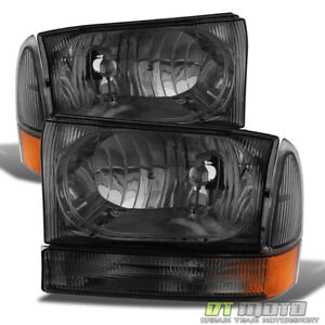 Smoke 1999-2004 Ford F250 F350 SuperDuty Excursion Headlights+Bumper Lamps 99-04