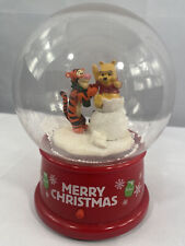 Pooh & Tigger Animated Merry Christmas Snow Globe Plays 10 Holiday Songs Read  D