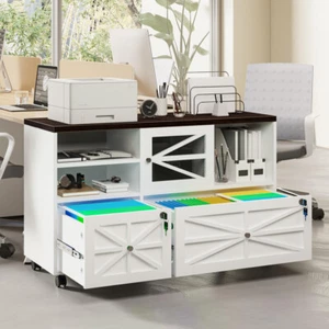 2 Drawer File Cabinet with Lock, - Picture 1 of 9