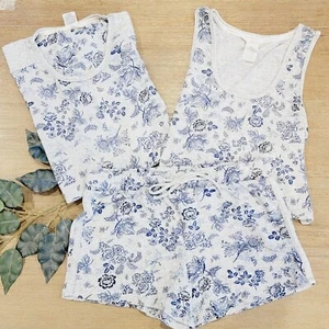 LUCKY BRAND blau geblümt 3-teiliges Pyjama-Set Loungewear Stretch Damen Größe Small - Bild 1 von 11
