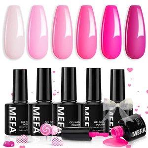 Pink Gel Nail Polish Set, 6 Colors - Hot Pink Shades for DIY Nail Art - Picture 1 of 12