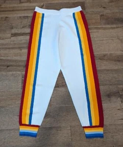 $535 Mens Casablanca Rainbow Striped Nylon Track Pants White Large - Picture 1 of 7