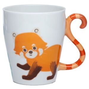 Red Panda Ceramic Mug Tail Shaped Handle Tea Coffee Cup Gift Boxed