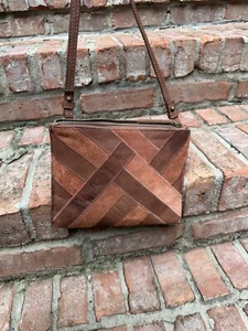 Lucky Brand Brown Patchwork Crossbody Small Bag Purse - Picture 1 of 14