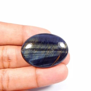 Blue Tiger Eye Gemstone 35x25 mm Oval Shape Natural Cabochon Loose #7036 - Picture 1 of 7