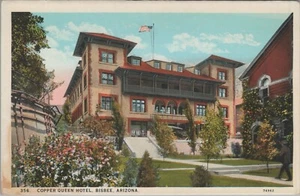 um 1920 Kupfer Queen Hotel Bisbee Arizona Park Blumen Postkarte B567 - Bild 1 von 2