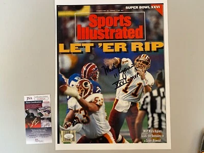 Cubierta ilustrada deportiva firmada por Mark Rypien 11x14 XXVI MVP JSA envío gratuito Foto 1 de 2