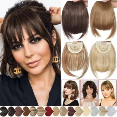 CLIP IN FRINGE Human Hair Bangs Front Topper