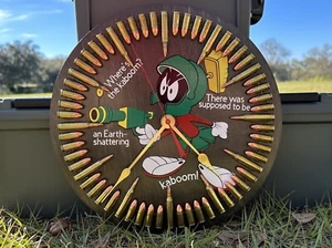 Marvin The Martian Kaboom!-in Walnut 12 Inch Wall Clock- 9mm/5.56 Inert - Picture 1 of 8