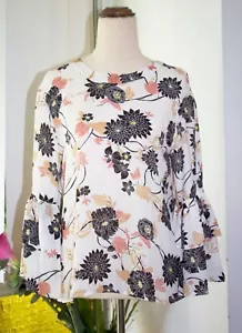 Violet and Caire Floral Blouse Size S Multicoloured Ruffle Bell Long Sleeve - Picture 1 of 6