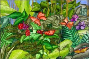 Butterfly Tile Backsplash Daniels Tropical Art Ceramic Mural RD009 - Picture 1 of 5