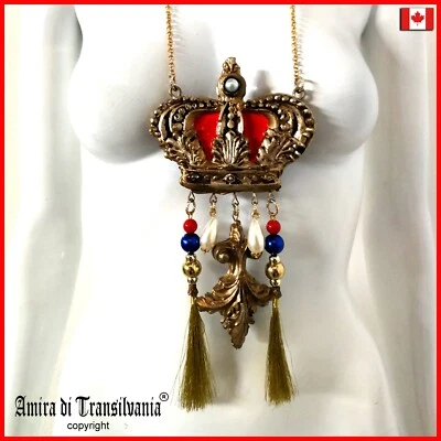 Royal Crown King Queen Jewelry Fashion Victorian Necklace Pendant Vintage Gothic - Image 1 of 4