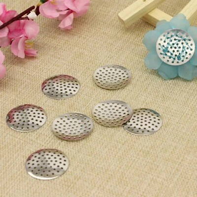 100 Round Metal Beading Pad with Holes 16mm Brooch Back Beadwork - Image 1 of 4