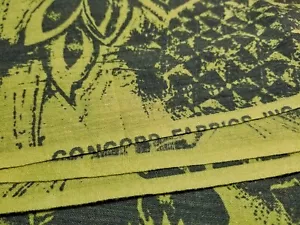 Vintage Concord Fabrics Inc Polynesian Tiki Pattern Olive Green Black 64 x 47... - Picture 1 of 3