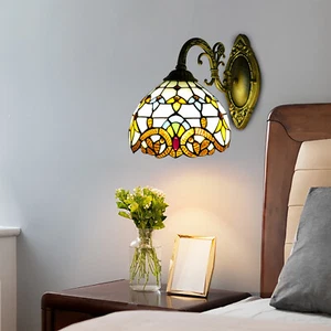 Tiffany Style Wall Light Stained Glass Sconce Bedroom Wall Lamp Lighting Fixture - Picture 1 of 13