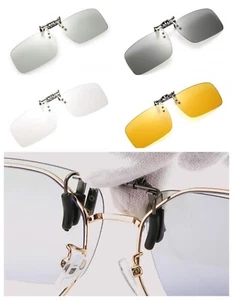 Au Unisex Day Night Vision Square Polarized Colour Changing Sunglasses Clip-on - Picture 1 of 26