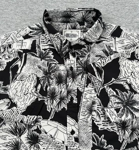 RSVLTS Shirt Mens Large Black White Hutstepper Kunuflex Short Sleeve Button Down - Picture 1 of 7