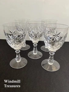 5 CRYSTAL WINE GLASSES CUT DETAIL - GREAT CONDITION - Picture 1 of 6