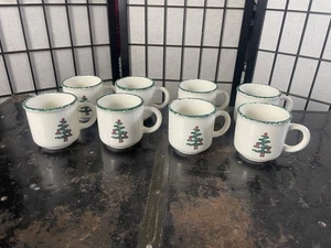 EUC Vintage 8er Set Furio Weihnachtsbaum Tassen Made in Italy - Bild 1 von 7