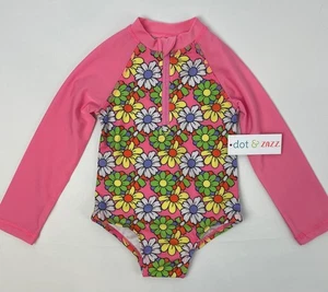 NUEVO CON ETIQUETAS Dot & Zazz Niña Nadar 2T Traje de Baño Camisa de Sol Rosa Margaritas Floral UPF50 - Imagen 1 de 5