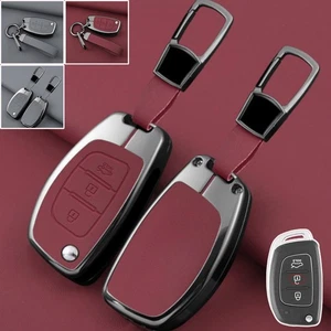 Zinc Alloy Leather Car Key Case Cover For Hyundai Ioniq IX35 IX45 IX40 Elantra - Picture 1 of 13
