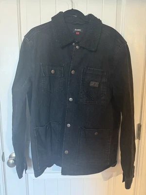 Abrigo grande de hombre Altamont negro con cuello de piel de mezclilla para tareas  Foto 1 de 3