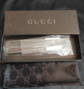 GUCCI Edelstahl Eiszange mit Etui Bambus Design weiß Italy mit Box - Bild 1 von 9
