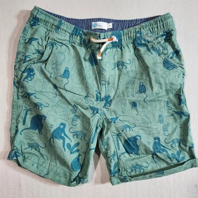 Pantalones Cortos Boden Niños 16Y Verde Azul Mono Safari Estampado Cordón Cintura Informal Foto 1 de 4