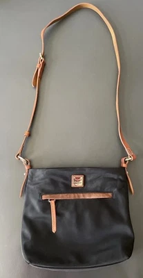 Dooney & Bourke Black Nylon Daisy Letter Carrier Crossbody Bag Suede Accents - Image 1 of 4