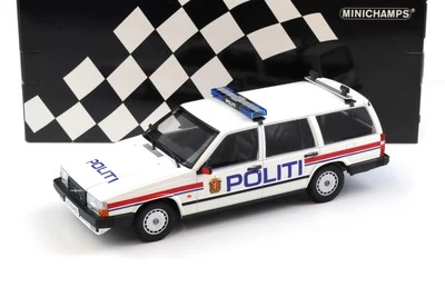 1:18 Minichamps Volvo 740 GL Break 1986 Polizia Norvegese POLIZIA Police Bianca - Immagine 1 di 4