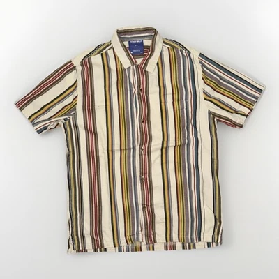 Camisa Sin Paredes Rayas Verticales Abotonada Multicolor Manga Corta Años 90 Pequeña Foto 1 de 3