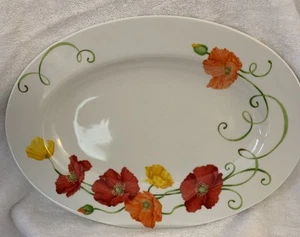 Westbury Court LYRICAL BLOOMS Large Oval Serving Platter Porcelain, Poppies14.5” - Picture 1 of 9