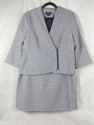 Isabella 2 piezas Falda Traje Mujer’s 18 Azul Blanco Blazer Cremallera Manga Larga Usado en Excelente Condición Foto 1 de 4