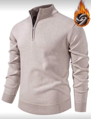 Suéter de moda con cremallera de cuarto para hombre Foto 1 de 4
