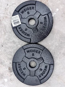 Pair of 5lb Weider Grip Standard Size barbell weight plates 10lbs total - Picture 1 of 1
