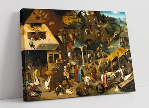 NETHERLANDISH PROVERBS, PIETER BRUEGEL- DEEP FRAMED CANVAS WALL ART PRINT - Picture 1 of 2