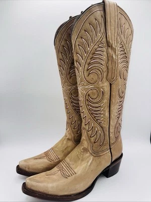 Circle G Tall Snip Toe Western Boots Women’s Size 8.5 Sand Beige Leather - Image 1 of 4