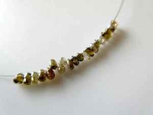5 pezzi perline diamantate taglio goccia briolette diamante forato marrone cognac naturale 2/5 mm - Foto 1 di 4