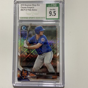 2018 Bowman Chrome Prospects Mega Box Mojo Refractor Pete Alonso #BCP137 CSG 9.5