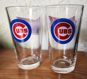 2 Chicago Cubs Budweiser Official Beer MLB 16 oz Pint Beer Glasses - Picture 1 of 6