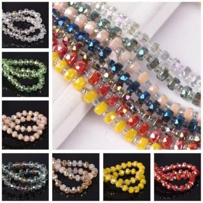 24inch/Strand 100pcs 6x4mm Rondelle + 100pcs 3x2mm Spacer - Crystal Glass Beads - Image 1 of 4