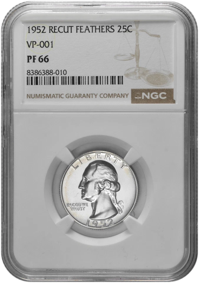 1952 25C Silver Proof Washington Quarter NGC PF 66 Recut Feathers VP-001 - Image 1 of 2