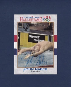 Tarjeta coleccionable firmada por John Naber Salón de la Fama Olímpica 1991 - Imagen 1 de 1